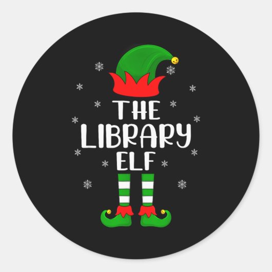 The Library Elf Christmas Party Matching Family Xm Ronde Sticker (Voorkant)