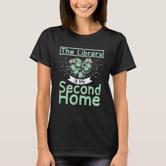 The Library is my second home T-shirt (Voorkant)