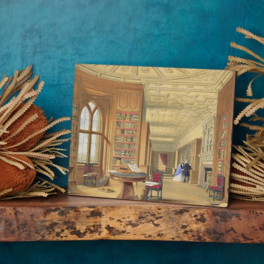 The Library, Windsor Castle, 1838 (kleurenlitho) Fotoplaat (Zijkant)