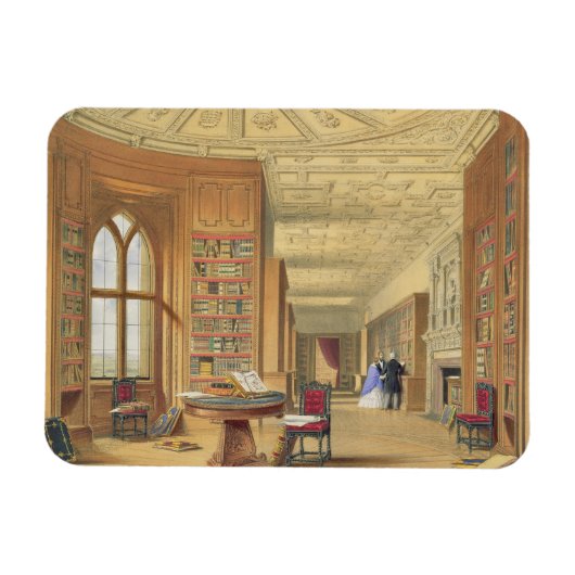 The Library, Windsor Castle, 1838 (kleurenlitho) Magneet (Horizontaal)