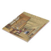 The Library, Windsor Castle, 1838 (kleurenlitho) Tegeltje (Zijkant)