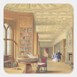 The Library, Windsor Castle, 1838 (kleurenlitho) Vierkante Sticker