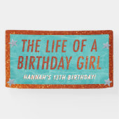 The Life of a Birthday Girl Party Welcome  Spandoek (Horizontaal)