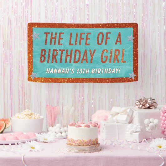 The Life of a Birthday Girl Party Welcome  Spandoek (Feest)