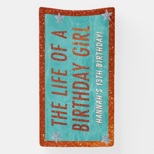 The Life of a Birthday Girl Party Welcome  Spandoek (Verticaal)