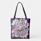 The Light Legacy - Gotische schedel en Rozen Canva Tote Bag (Achterkant)
