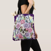 The Light Legacy - Gotische schedel en Rozen Canva Tote Bag (Dichtbij)
