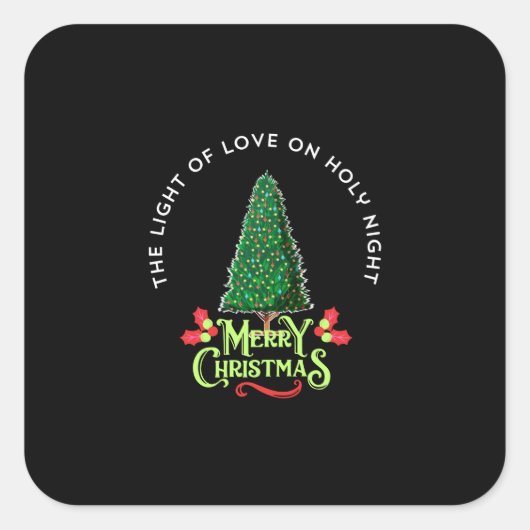 The Light of Love on Holy Night. Vierkante Sticker (Voorkant)