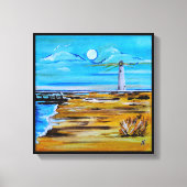 The Lighthouse on the Beach Painting by Alfred Fox Canvas Afdruk (Voorkant)