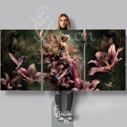 The Lily Fairy Tale Fantasy Hummingbird & Floral Inpakpapier Vel