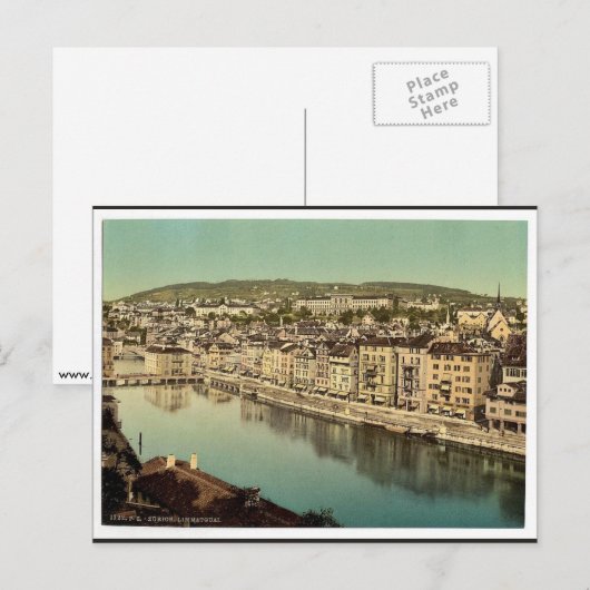 The Limmatquay, met Polytechnic, Zürich, Zwitserla Briefkaart (Voorkant / Achterkant)