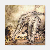 "The Lion and The Elephant" van Arthur Rackham Magneet (Voorkant)