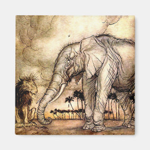 "The Lion and The Elephant" van Arthur Rackham Magneet
