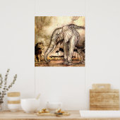 "The Lion and The Elephant" van Arthur Rackham Poster (Keuken)