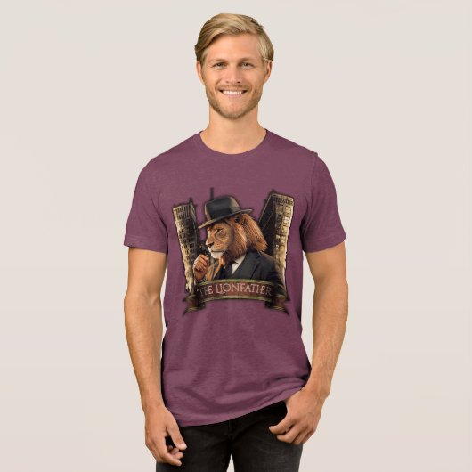 The Lionfather – Mafia Style Lion in Suit Tri-Blend Shirt (Voorkant volledig)