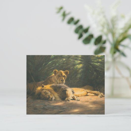 The Lions' Den by Wilhelm Kuhnert Briefkaart (Staand voorkant)