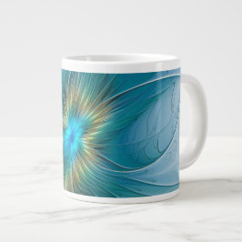 The little Beauty Modern Blue Gold Fractal Flower Grote Koffiekop