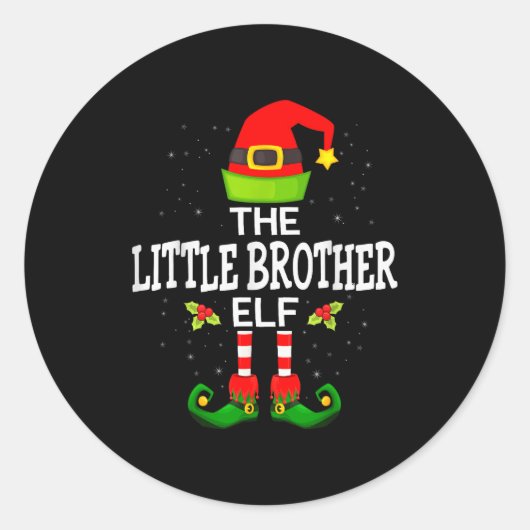 The Little Brother Elf Christmas Family Matching P Ronde Sticker (Voorkant)