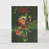 The little Elf sends you a wish I Kids Christmas  Feestdagen Kaart (Voorkant)