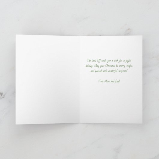 The little Elf sends you a wish I Kids Christmas  Feestdagen Kaart (Binnen)