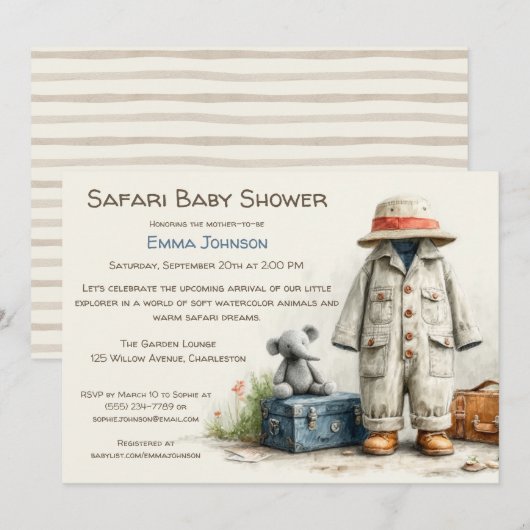 The Little Explorer | Safari Adventure Baby Shower Kaart (Voorkant / Achterkant)