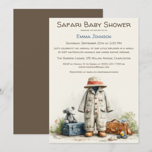 The Little Explorer | Safari Adventure Baby Shower Kaart (Voorkant / Achterkant)