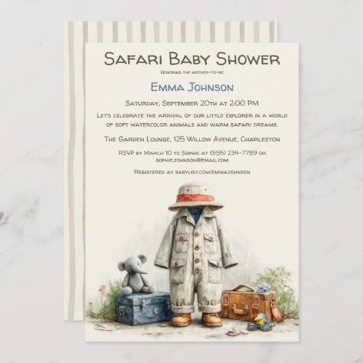 The Little Explorer | Safari Adventure Baby Shower Kaart (Voorkant / Achterkant)
