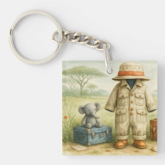 The Little Explorer | Safari Adventure Baby Shower Sleutelhanger (voorkant)