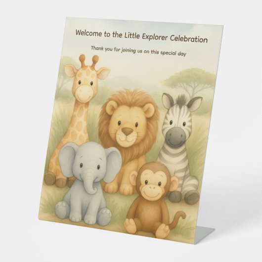 The Little Explorer | Safari Friends Adventure Reclamebord Met Voetstuk (Voorkant)