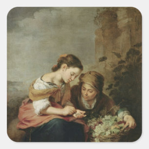 The Little Fruit-Seller, 1670-75 Vierkante Sticker