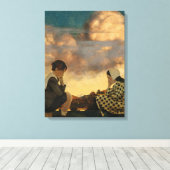 The Little Peach, 1904, door Maxfield Parrish Canvas Afdruk (Insitu (Houten vloer))