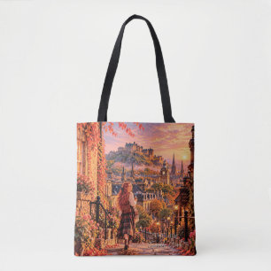 The Little Travel Girl Edinburgh Castle Schouderta Tote Bag