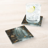 The Living Library Glazen Onderzetter (Schuin)