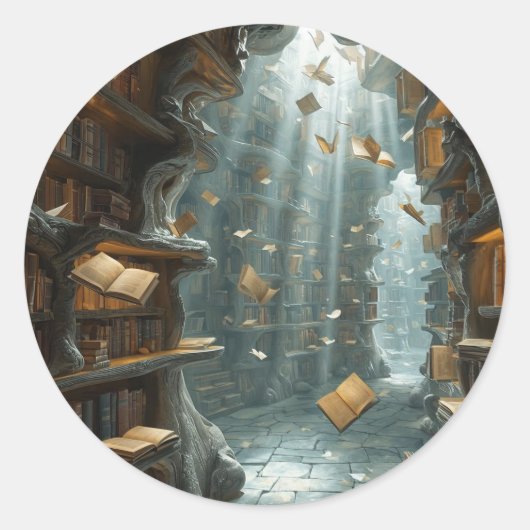 The Living Library Ronde Sticker (Voorkant)