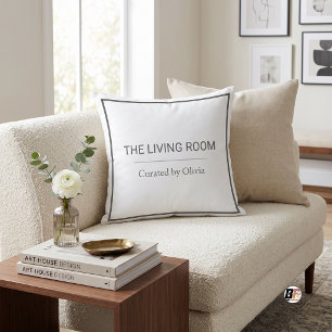 The Living Room Minimalistische Typografie Wit Kussen