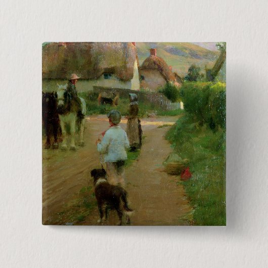 The Loiterers, 1888 (olie op canvas) Vierkante Button 5,1 Cm (Voorkant)