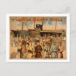 The London Gaiety Girls "Arrival to New York" Briefkaart