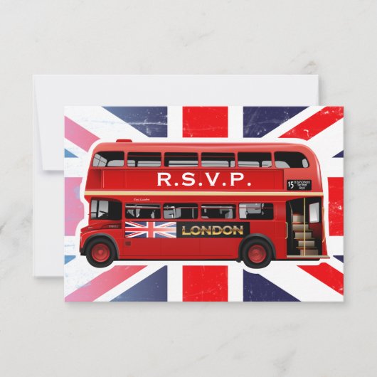 The London Red Bus - RSVP-kaarten RSVP Kaartje (Voorkant)