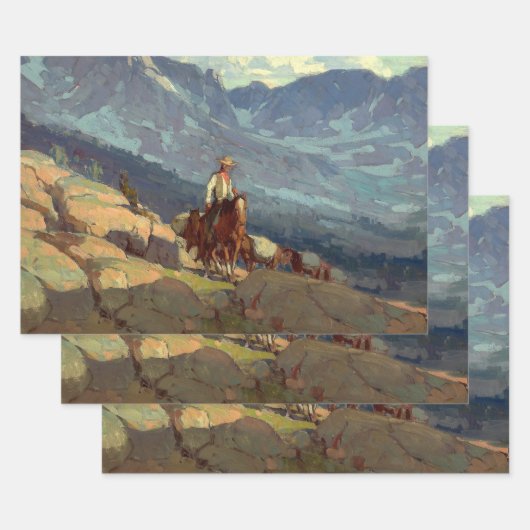 “The Lone Packer” Westerse kunst van Edgar Payne Inpakpapier Vel (Set)