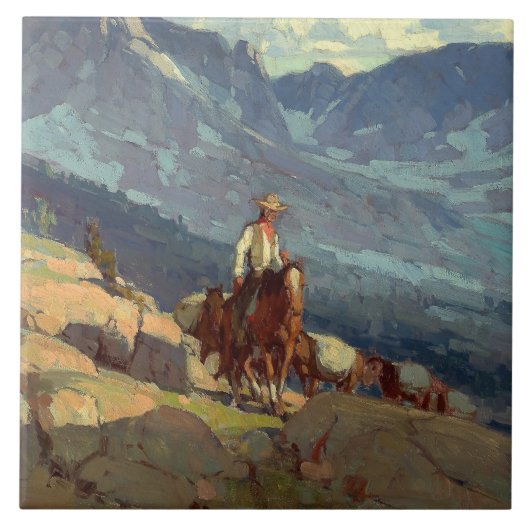 “The Lone Packer” Westerse kunst van Edgar Payne Tegeltje (Voorkant)