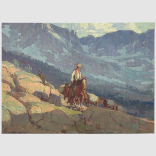 “The Lone Packer” Westerse kunst van Edgar Payne Tissuepapier (Voorkant)