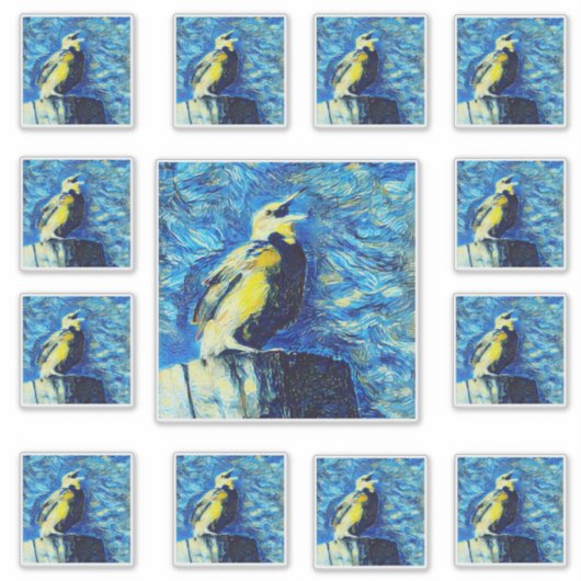 The Lonely Bird VanGogh Style  Sticker (Voorkant)