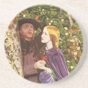 The Long Engagement van Arthur Hughes, Vintage Art Zandsteen Onderzetter