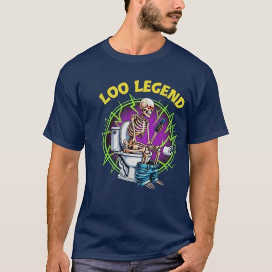The Loo Legend Skeleton on Toilet Graphic T-shirt (Voorkant)