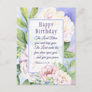 The Lord Bless You Bible Birthday Elegant Floral Briefkaart