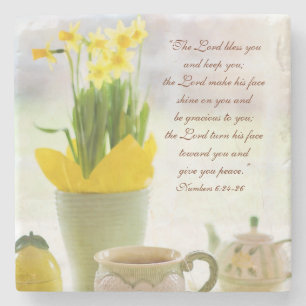 The Lord Bless You Bijbel Verse Tea Party Daffodil Stenen Onderzetter