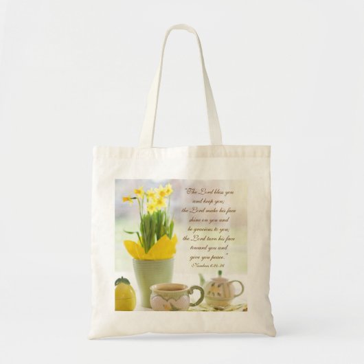 The Lord Bless You Bijbel Verse Tea Party Daffodil Tote Bag (Voorkant)