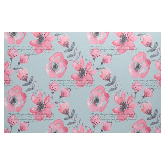 The Lord Bless You en Keep You Roos Pattern Stof (Fat Quarter)