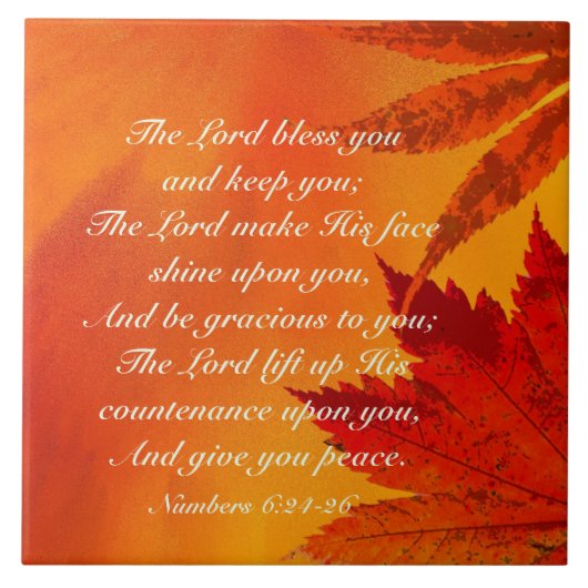 The Lord Bless You, Numbers 6:24-26, Autumn Leaves Tegeltje (Voorkant)