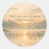 The Lord Is My Shepherd Psalm 23:1 Bible Verse Ronde Sticker (Voorkant)